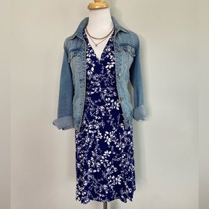 Stitch Fix Hailey:23 Blue Floral Seanna Faux Wrap Dress XS